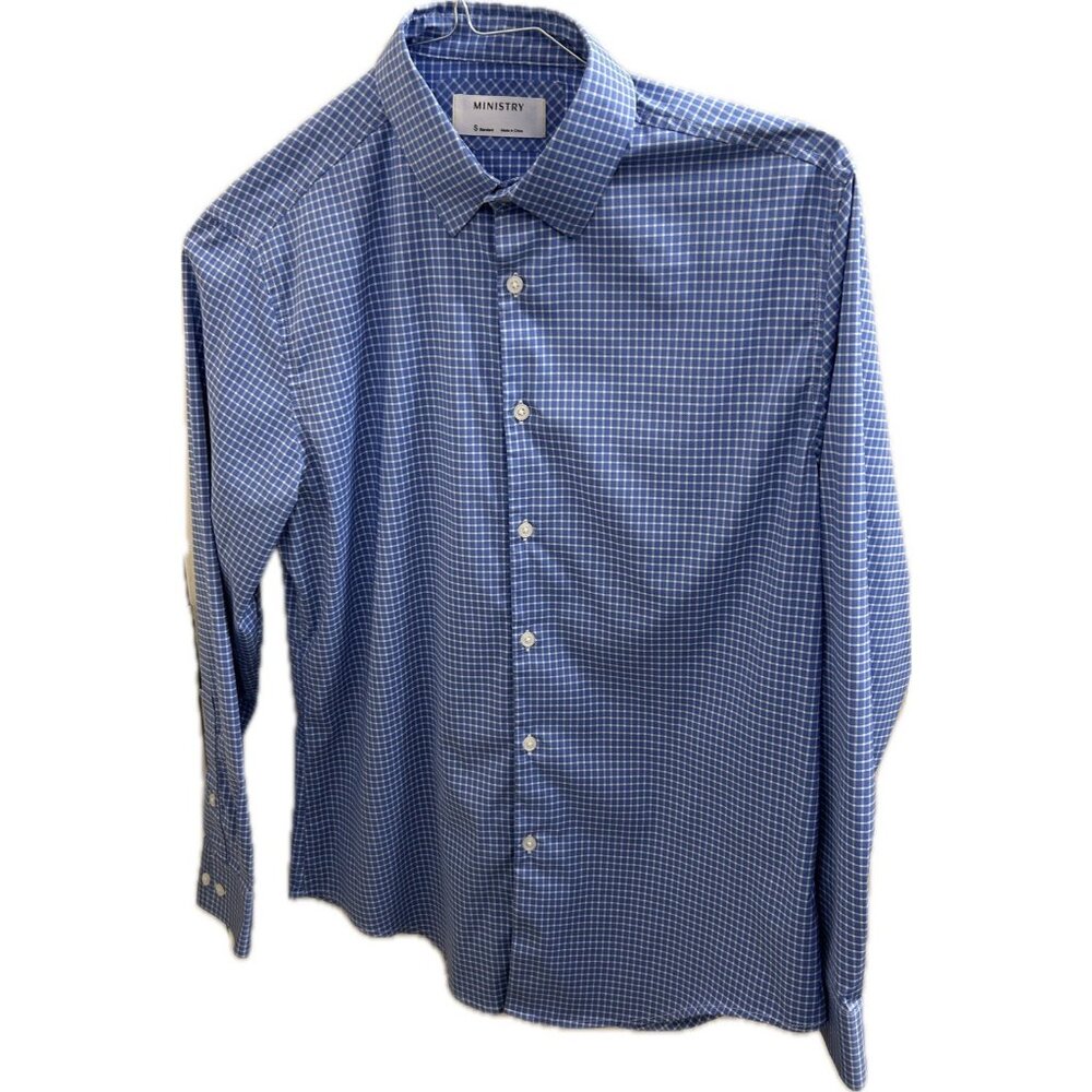 Ministry of Supply Shirt Archive Standard Check Button Front Shirt Blue White S